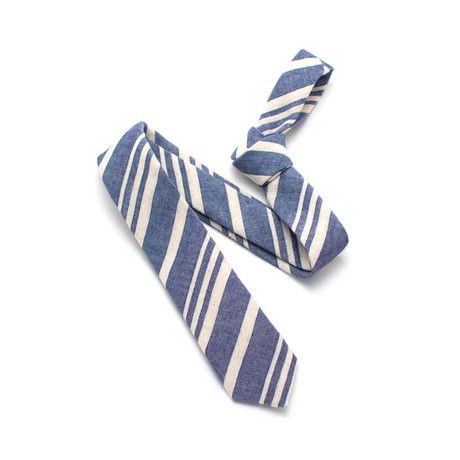 Skinny Necktie // Textured Ribbon Stripe Shirting