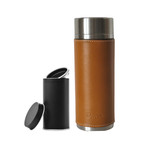 Tea Tumbler 10oz + Skin // Includes Small Tea Canister  (Fuchsia Leather Skin)