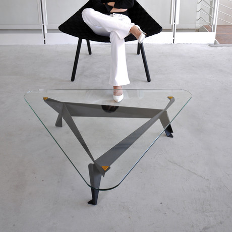 Origami Coffee Table  (White Leg, Silver Pad)