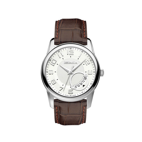 Celso Ronda 715 Swiss Quartz // Silver + Brown Leather Strap