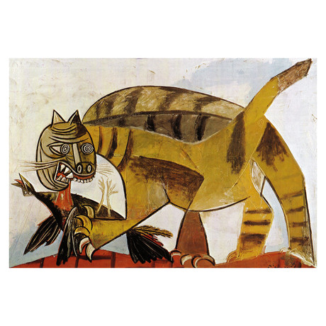 Cat Devouring a Bird by Picasso (Small: 27"x19" (1.5" Deep))