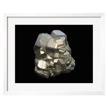 Pyrite Crystals, Peru, South America (White Wood Soho Frame)