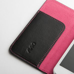 Thin Leather Wallet Case for iPhone 5 // Black + Pink (Black, Pink)