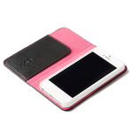 Thin Leather Wallet Case for iPhone 5 // Black + Pink (Black, Pink)