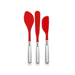 3pc Silicon Set (Scraper, Spoon + Mixer Spatulas) (Red)