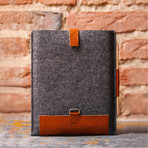 Wool & Leather Case w/ Pencil + Notepad // iPad 2, 3, 4 (Brown)