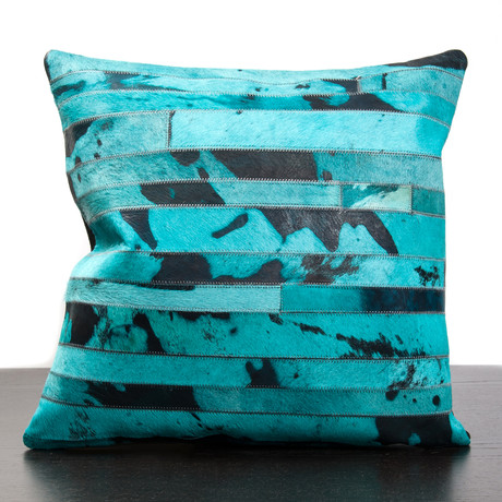 Turquoise Cow Hide Pillow