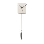 Feather Clock (Cream, Red Feather)