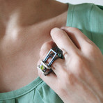 Klark // Ring // Black w/ Green Olivine (Size 7)