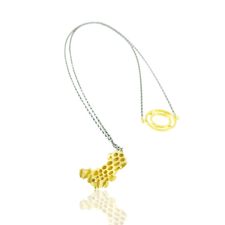 II Honeycomb // Long Gold Pendant // Gold
