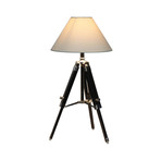 Navy Tripod Table Lamp // White Shade 