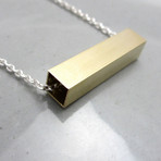 Minimalist Square Brass Tube Necklace