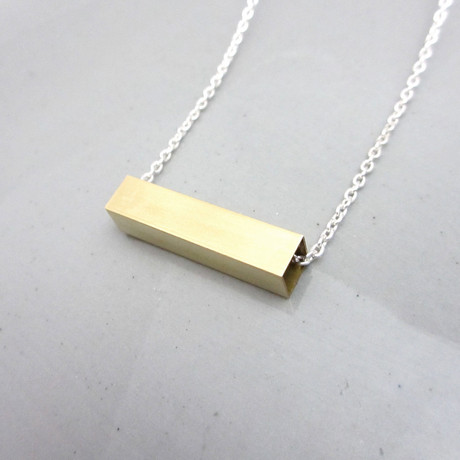 Minimalist Square Brass Tube Necklace