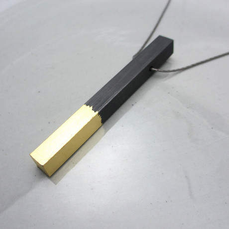 Minimalist Black Steel + 24KT Gold Leaf Necklace