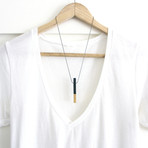 Minimalist Black Steel + 24KT Gold Leaf Necklace