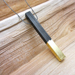 Minimalist Black Steel + 24KT Gold Leaf Necklace