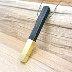 Minimalist Black Steel + 24KT Gold Leaf Necklace