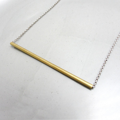 Minimalist Brass Tube Necklace