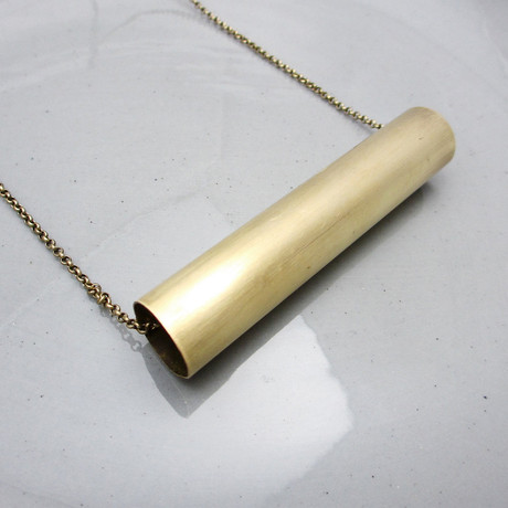 Minimalist Round Brass Tube Necklace
