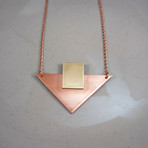 Geometric Copper + Brass Necklace // Variation 2 (Copper Chain )