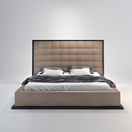 Ludlow Bed In Wenge // Taupe (Eastern King: 93"L x 90"W x 61"H)