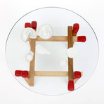 Matchstick Table // Round (Walnut + White)
