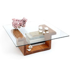 SQG Glass Top Table // White Oak (Small: 30"L x 22"W Top)