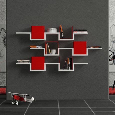 Ales Wall Shelves (White, Red)