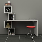 Balanced Desk & Bookcase (White, Red)