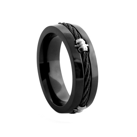 Cable Ring // Black (Size 9)