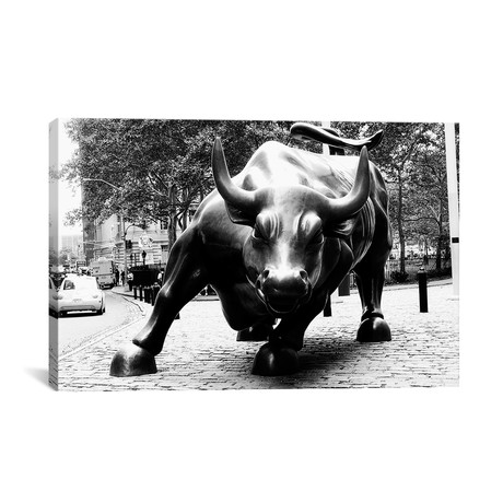 Wall Street Bull // Black + White (Small: 26"L x 18"H)