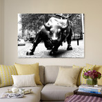 Wall Street Bull // Black + White (Small: 26"L x 18"H)