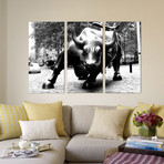 Wall Street Bull // Black + White (Small: 26"L x 18"H)