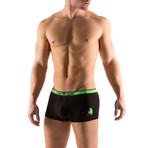 Cotton Stretch Solid Trunks // 2 Pack // Green, Black (S)