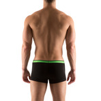 Cotton Stretch Solid Trunks // 2 Pack // Green, Black (S)