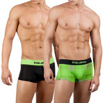 Solid + Plaid Trunk // 2 Pack // Green, Black (S)