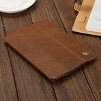 Vintage Genuine Leather Smart Cover Case // iPad Mini (Black)
