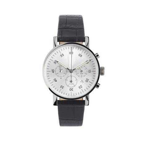 Chronograph Watch // Polished w/ Croco Nero Leather Strap