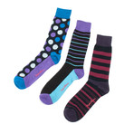 Fancy Men's Socks // Set of 3 // Purples