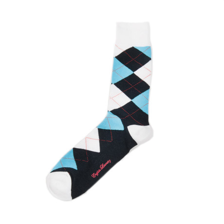 Fancy Men's Socks // White Argyle