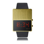 LED Watch // Gold w/ Black Leather Strap