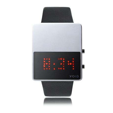 LED Watch // Polished w/ Black Leather Strap