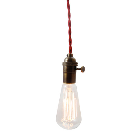 Red & Antique Brass Swag Light