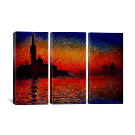 Sunset in Venice by Claude Monet // Triptych (3 Piece: 60"L x 40"H)