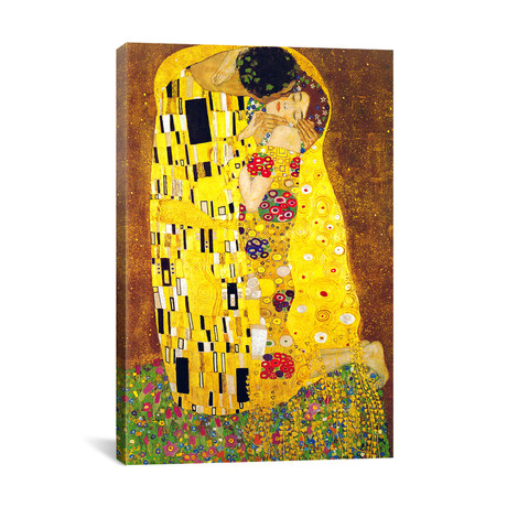 The Kiss by Gustav Klimt // Canvas  (Small: 18"L x 26"H)