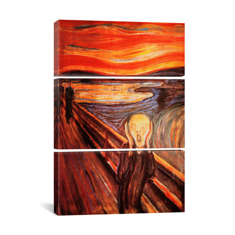 The Scream by Edvard Munch Canvas // Triptych (3 Piece: 40"L x 60"H)
