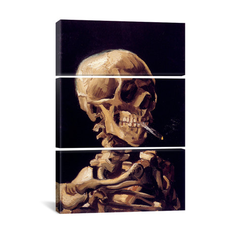 Skull With Cigarette 1885 by Vincent van Gogh // Triptych (3 Piece: 40"L x 60"H)