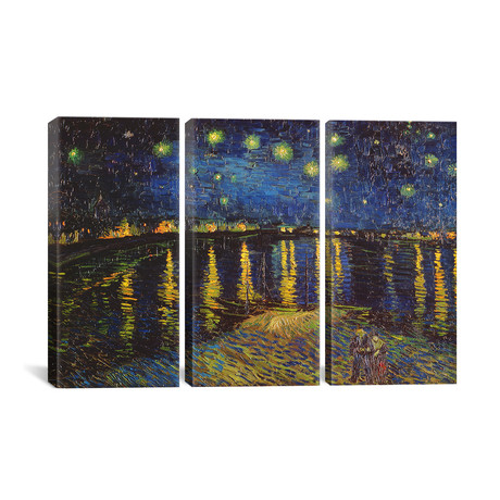 Starry Night Over The Rhone by Vincent Van Gogh // Triptych (3 Piece: 60"L x 40"H)
