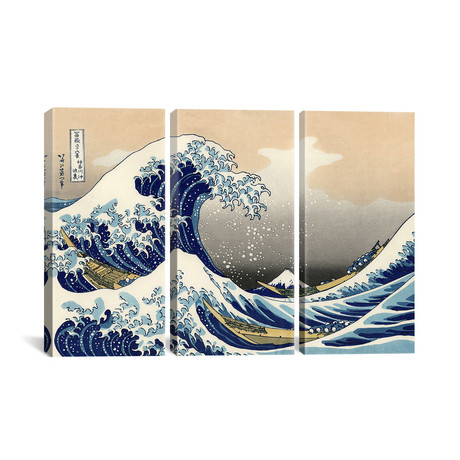 The Great Wave 1829 by Katsushika Hokusai // Triptych (3 Piece: 60"L x 40"H)