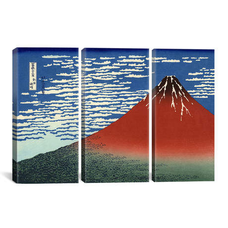 Mount Fuji in Clear Weather by Katsushika Hokusai // Triptych (3 Piece: 60"L x 40"H)